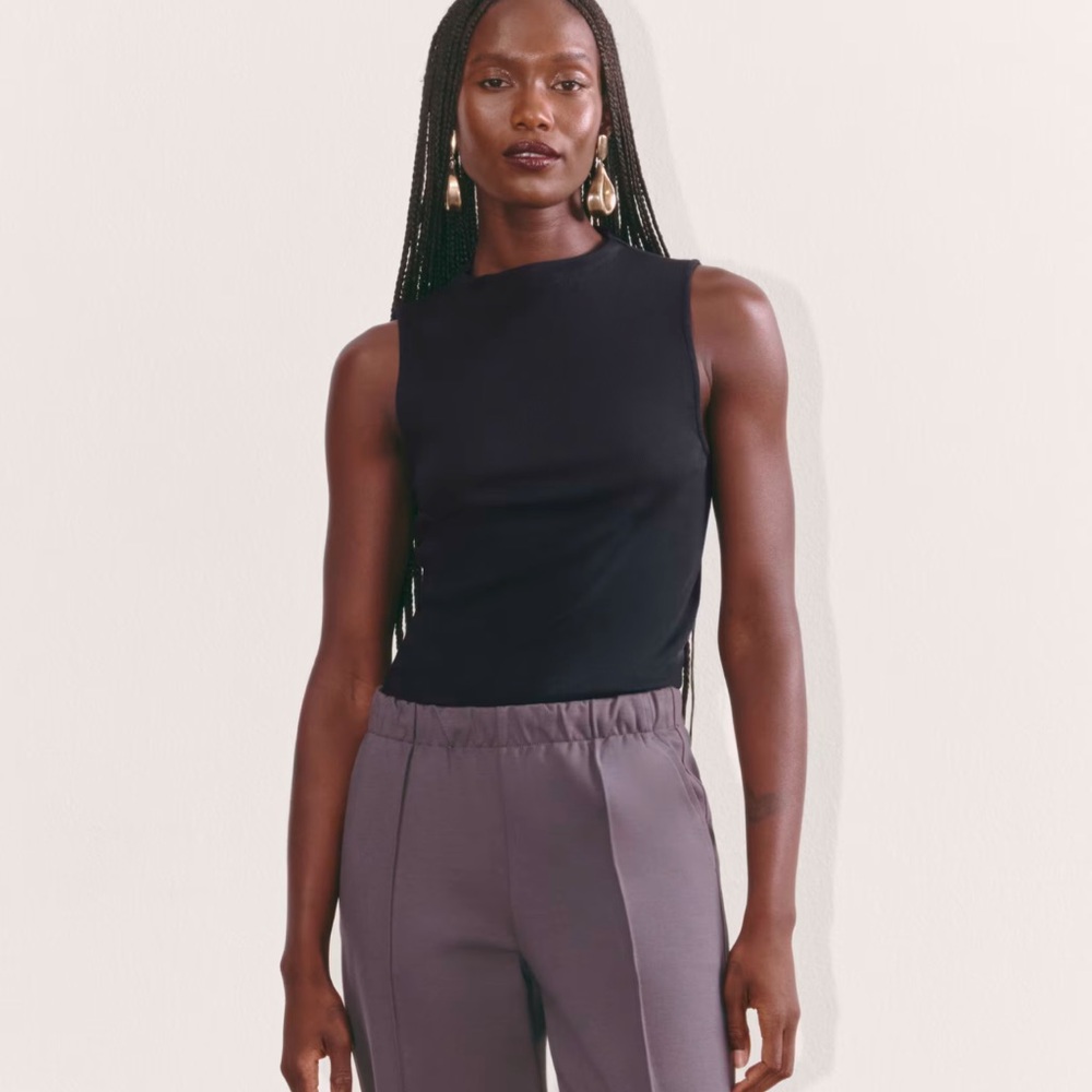 The Luxe Rib Funnel-Neck Tank